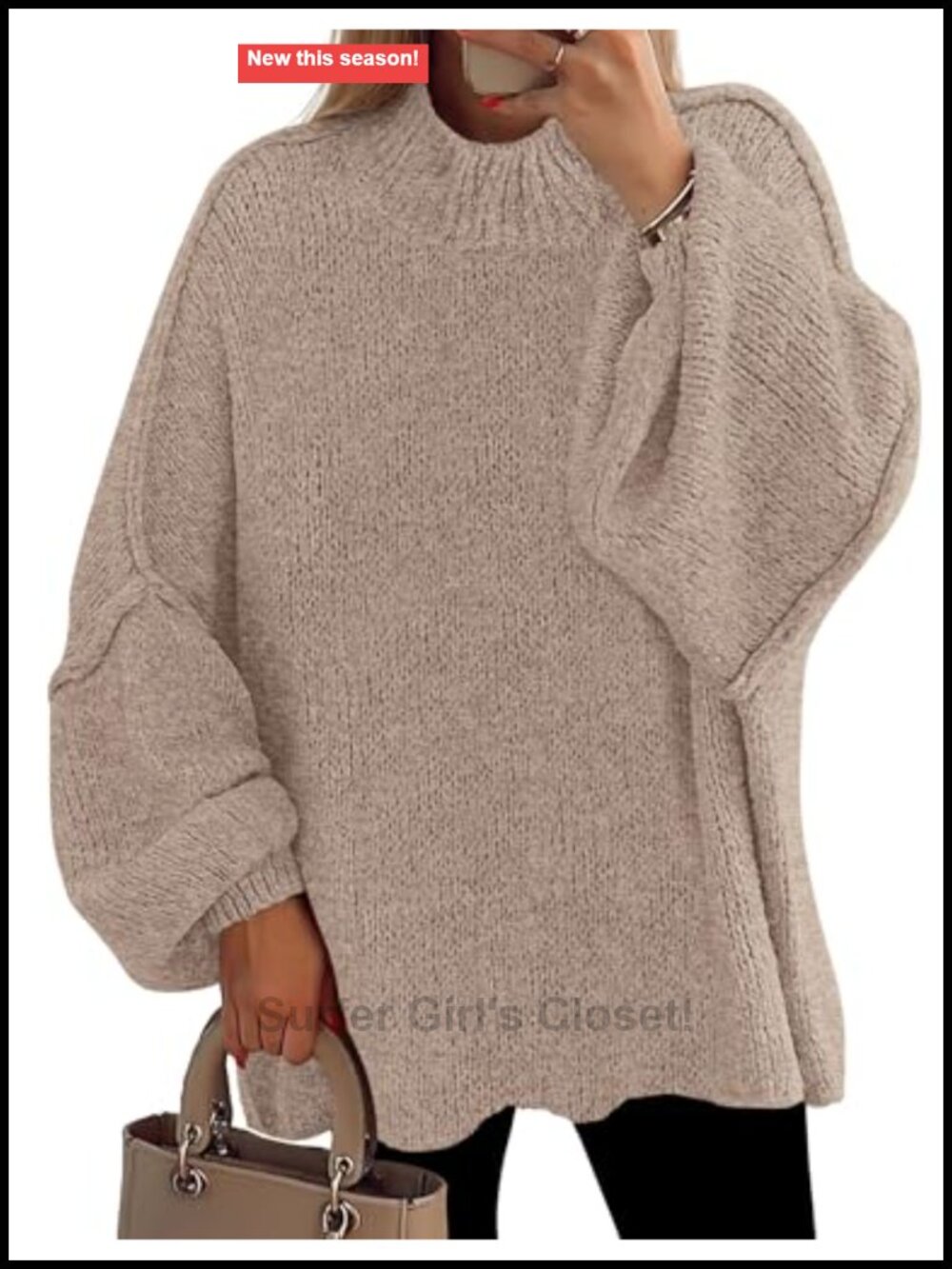 PRETTYGARDEN Women's Oversized Chunky Knit Sweater Mock Neck Pullover